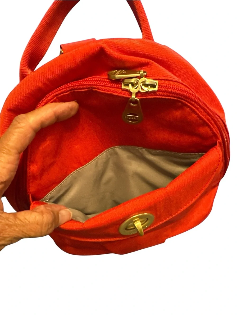 Baggallini Orange Canvas Backpack with Gold Turn-Lock
